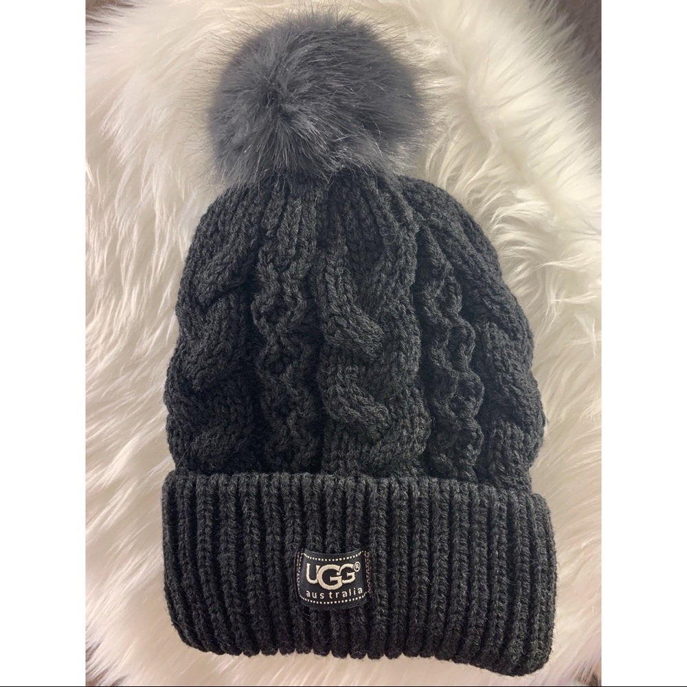 UGG Australia Knit Cuff Hat With Pom